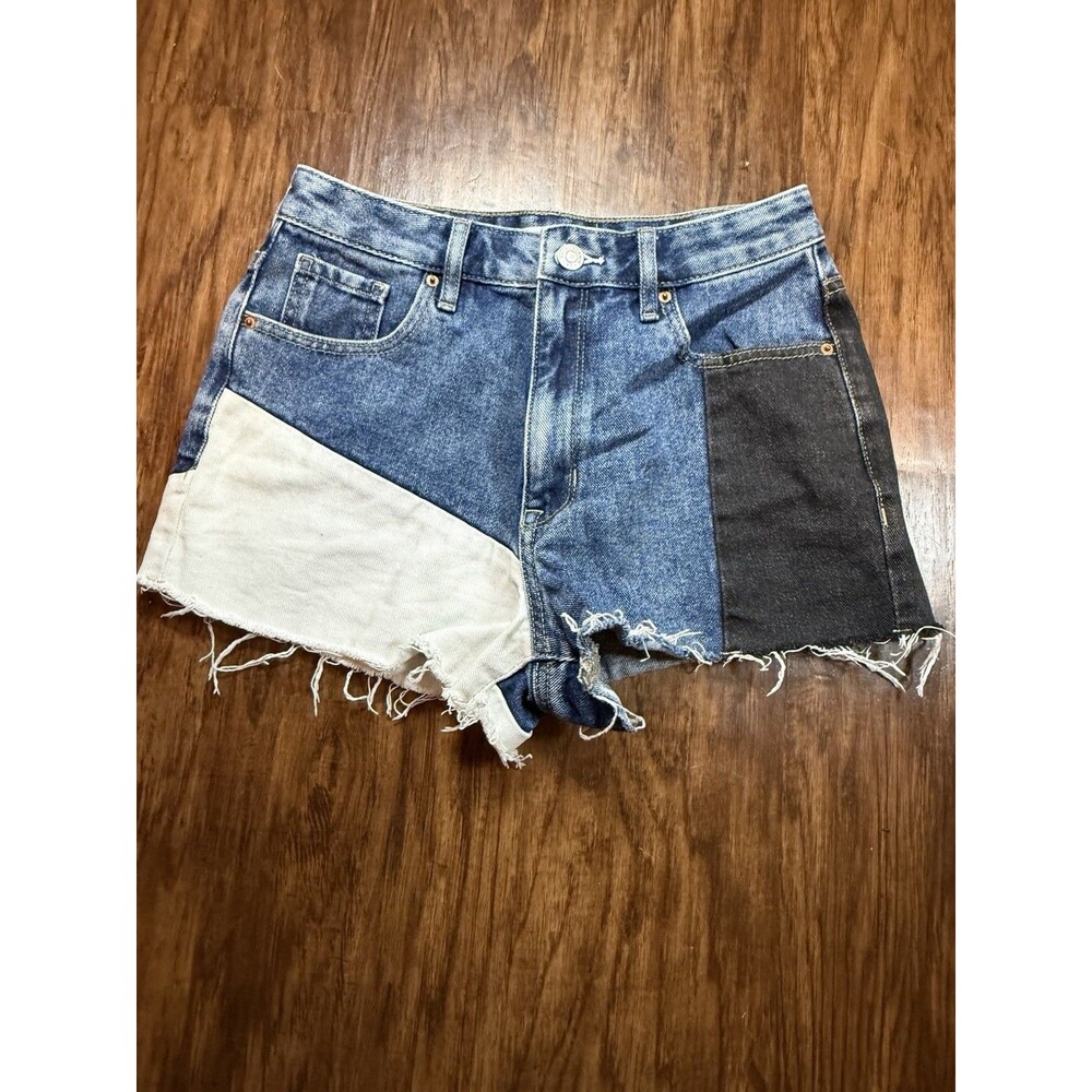 Pacsun Women’s High Rise Festival Patchwork Jean Shorts Size 26 Colorblock